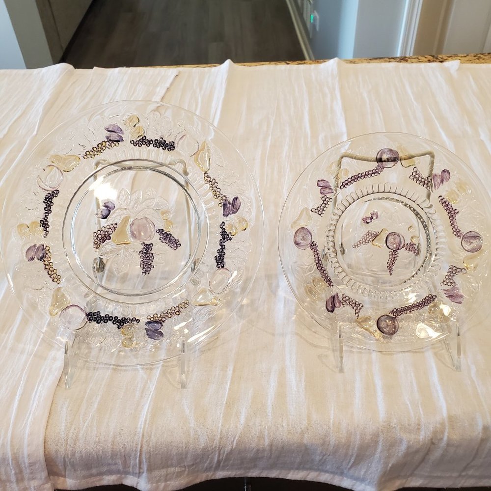 Lot of 2 Vintage Glass Westmoreland Della Robbia Lustre Colors Plates